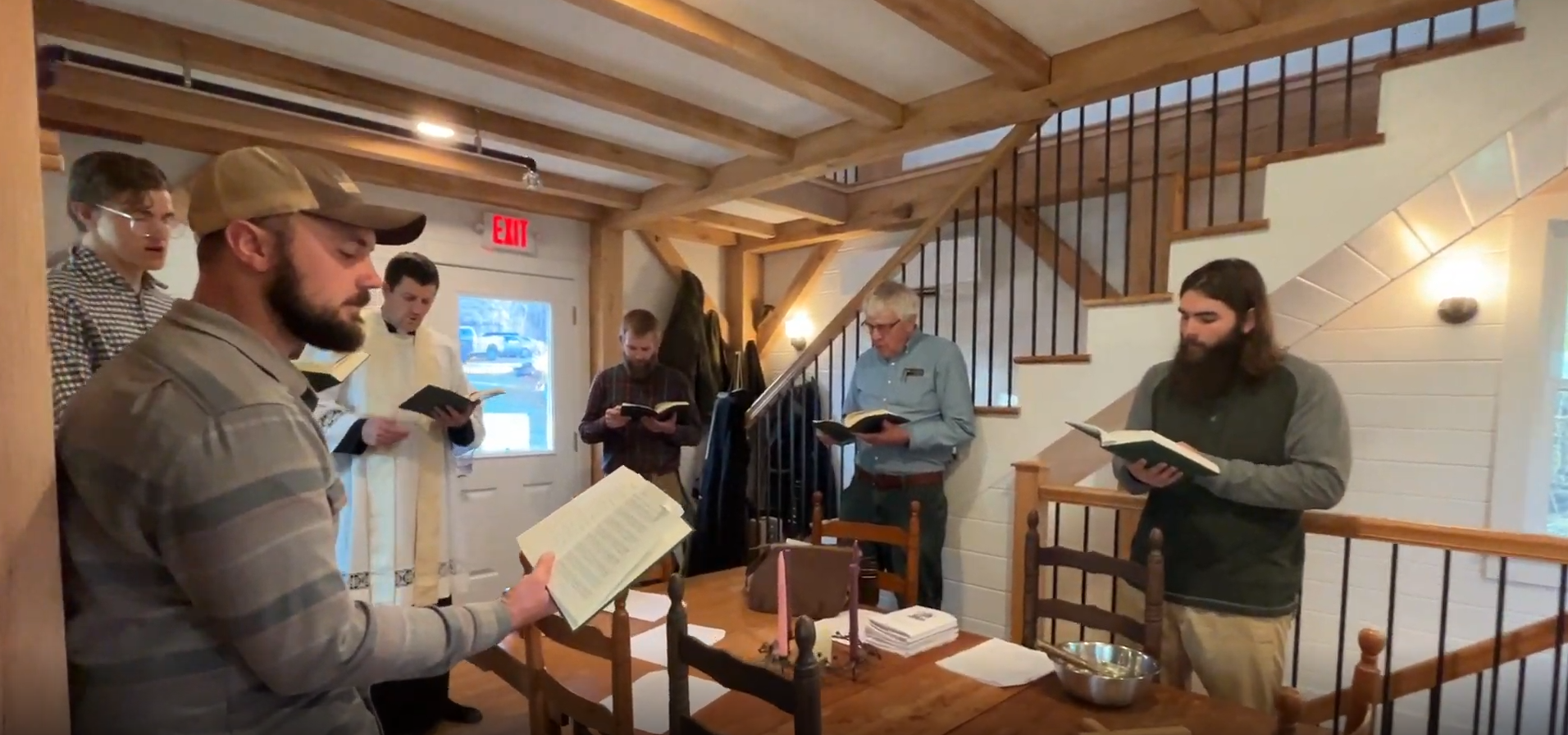 Chanting the Magnificat at the JP Dorm Blessing